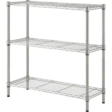 Front. Lorell - Lorell Light Duty Wire Shelving 3 Tier 36" H x 36" W x 14" D Floor Sturdy Epoxy Silver Plastic Metal Steel - Silver.