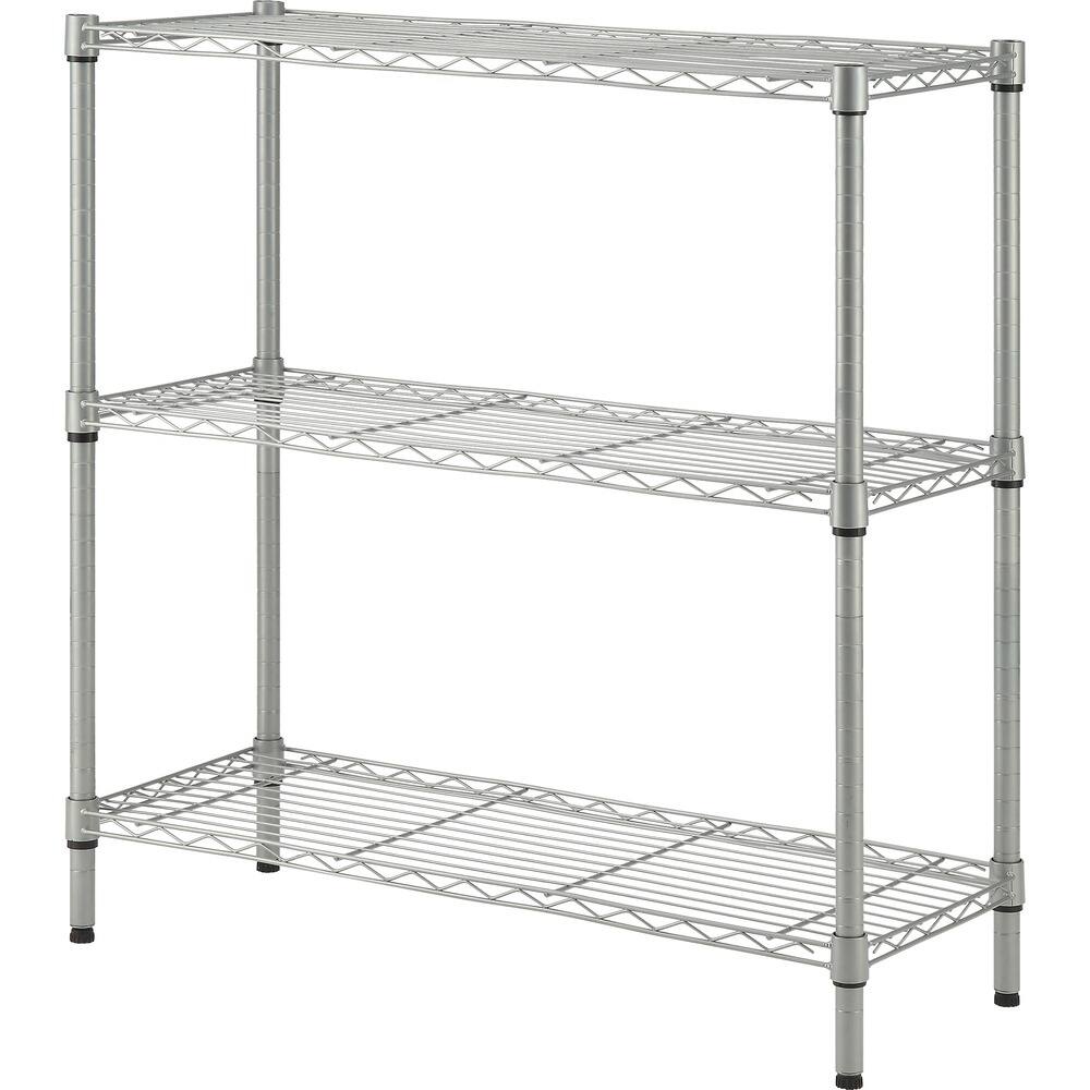 Front. Lorell - Lorell Light Duty Wire Shelving 3 Tier 36" H x 36" W x 14" D Floor Sturdy Epoxy Silver Plastic Metal Steel - Silver.