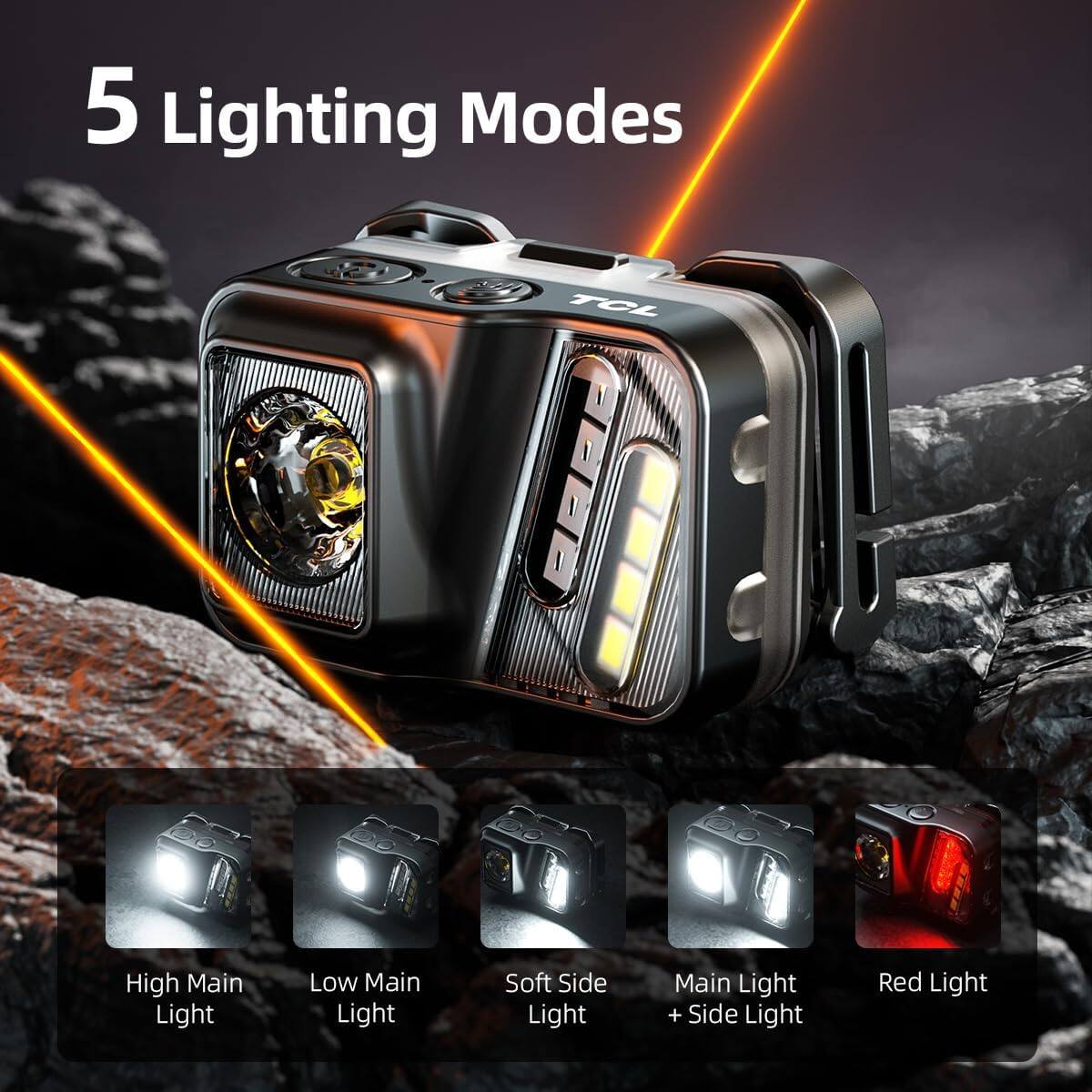 5 Lighting Modes

- High Main Light
- Low Main Light
- Soft Side Light
- Main Light + Side Light
- Red Light
