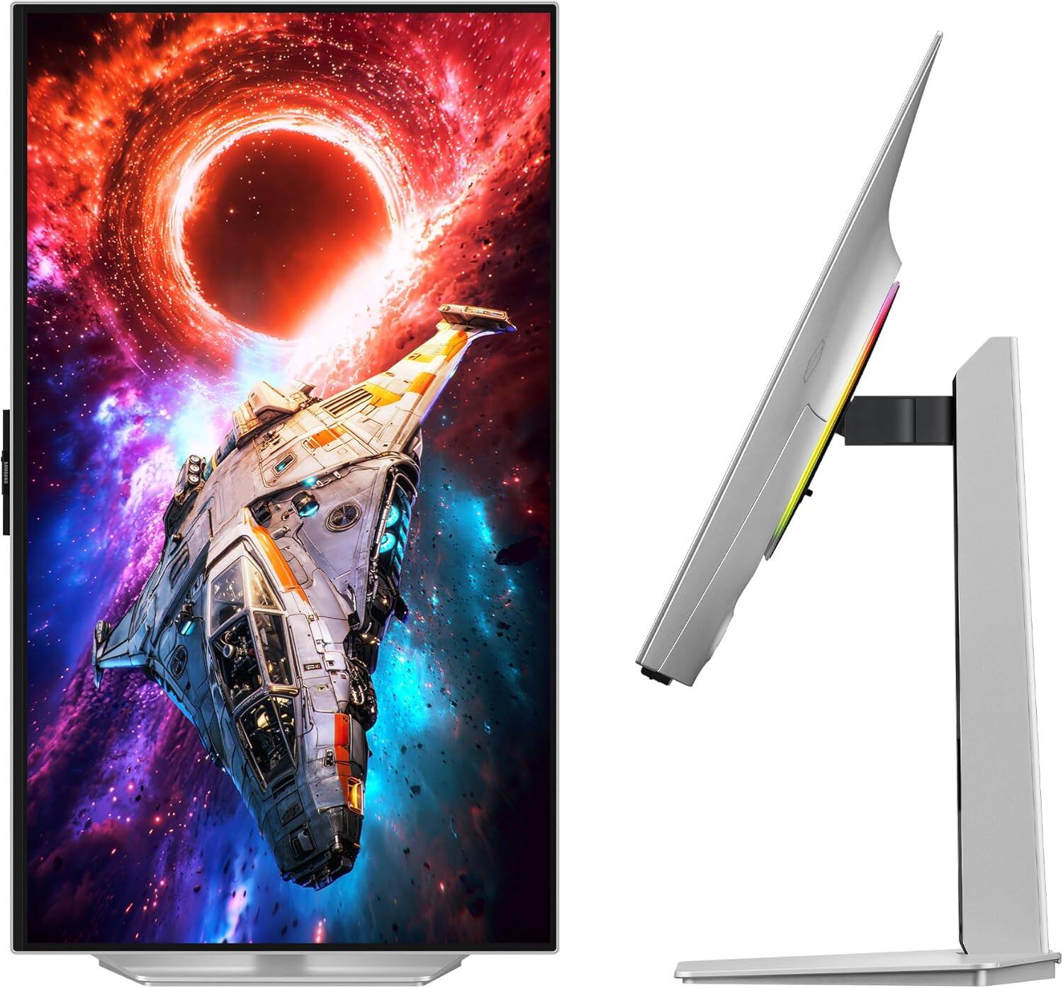 Alt View 4. Samsung - Samsung LS32HG802SNXZA 32" Odyssey OLED G80SH 4K Gaming Monitor (2026) - Silver.