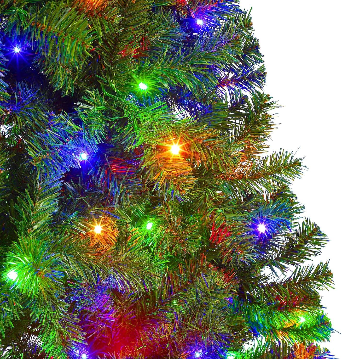Alt View 2. GARVEE - 6FT Prelit Fluffy Noble Fir Artificial Christmas Tree with 500 Multicolor Lights& 9 Modes for Holiday Home Decor - Natural Green.