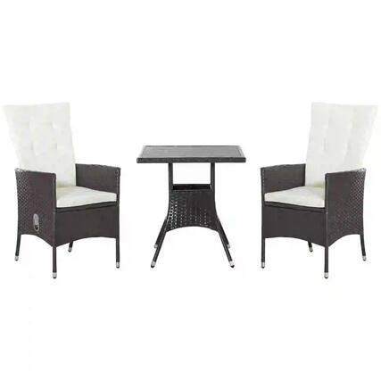 Front. Spaco - Spaco 3-Piece PE Wicker Set, Tufted Reclining Chairs, Coffee Table, Outdoor - Cream White.