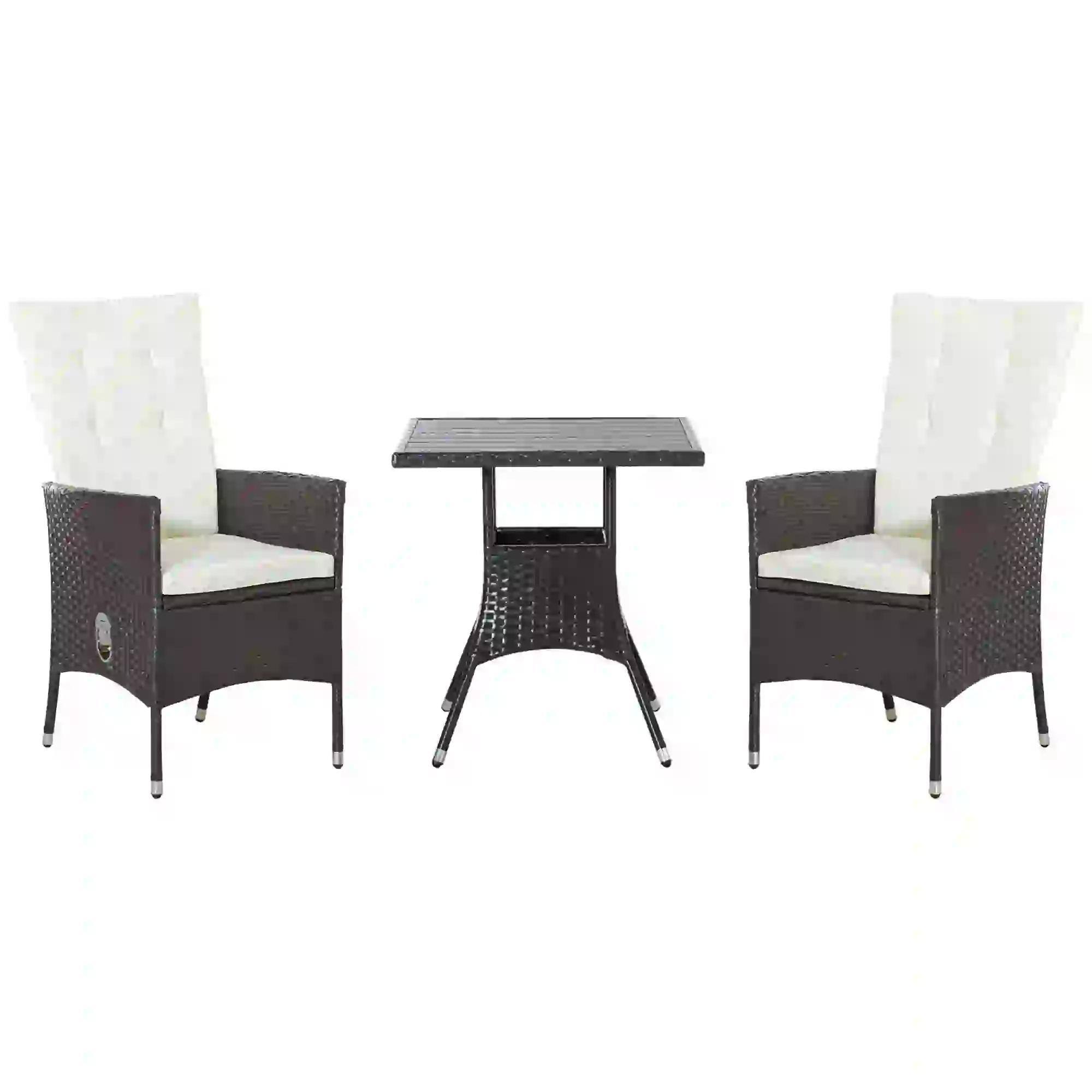 Front. Spaco - Spaco 3-Piece PE Wicker Set, Tufted Reclining Chairs, Coffee Table, Outdoor - Cream White.