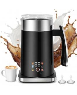 Sugift - 6-in-1 Electric Milk Frother And Steamer 14.5 Oz Automatic Hot And Cold Foam Maker For Coffee And Hot Chocolate - Black