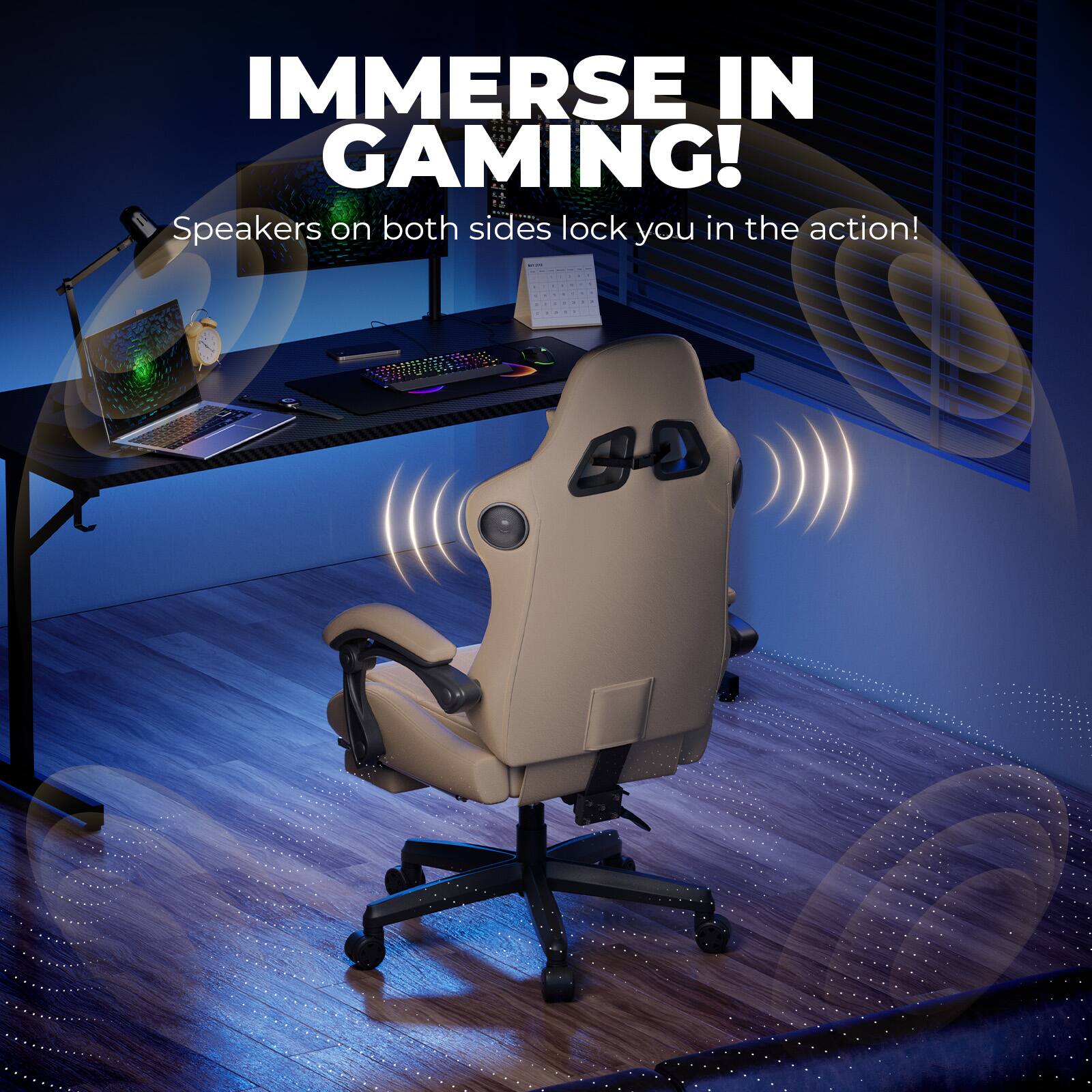 IMMERSE IN GAMING! Speakers on both sides lock you in the action!