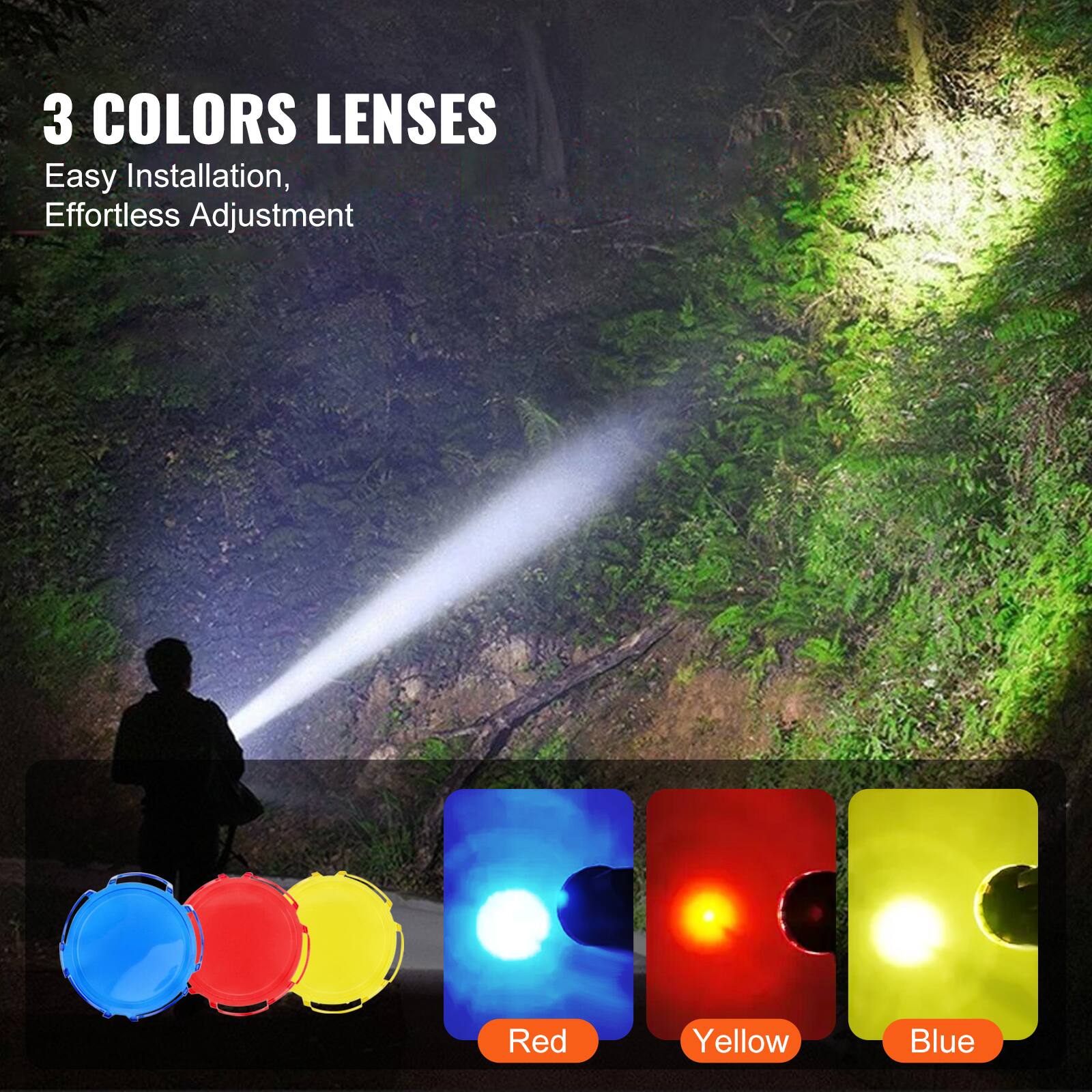 3 COLORS LENSES  
Easy Installation, Effortless Adjustment  

Red  
Yellow  
Blue