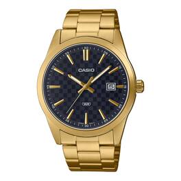 Casio - Men’s -Tone Stainless Steel Watch with Black Dial - MTP-VD03G-1AUDF - Gold