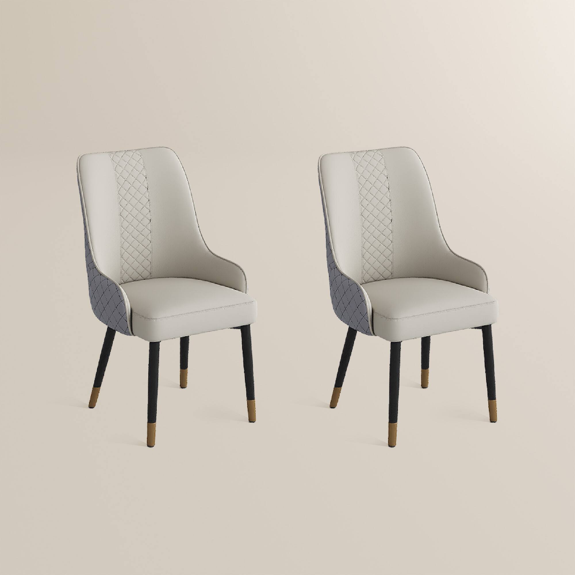 Alt View 8. POVISON - Modern Upholstered Dining Chairs Set of 2（Gray & Light Gray PU Leather） - Gray.