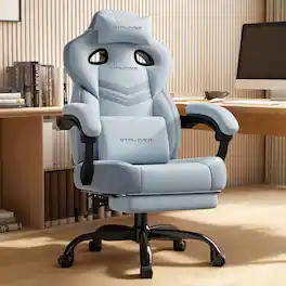 GTPlayer - Gaming Chair 360°-Swivel Big & Tall Computer Chair with Footrest and Lumbar Support for Office or Gaming - Blue