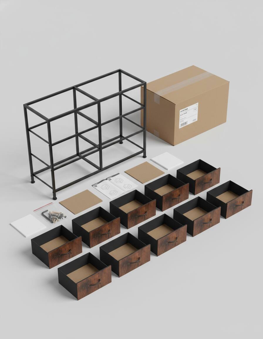 Back. AOITUN - 10 Drawer Fabric Dresser Storage Tower - Durable, Versatile, and Spacious Organizer for Bedroom - brown.