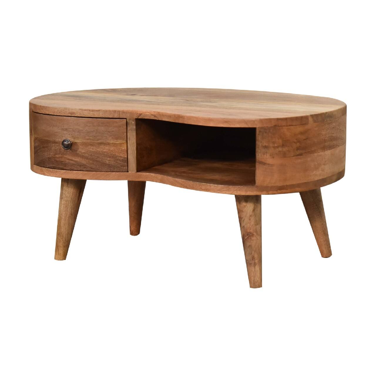 Left. Artisan Furniture - Mini Oak-ish Wave Coffee Table - oak-ish.