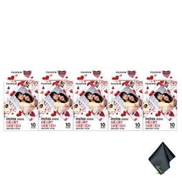 Fujifilm - INSTAX MINI Heart Sketch Instant Film (50 Exposures) Bundle