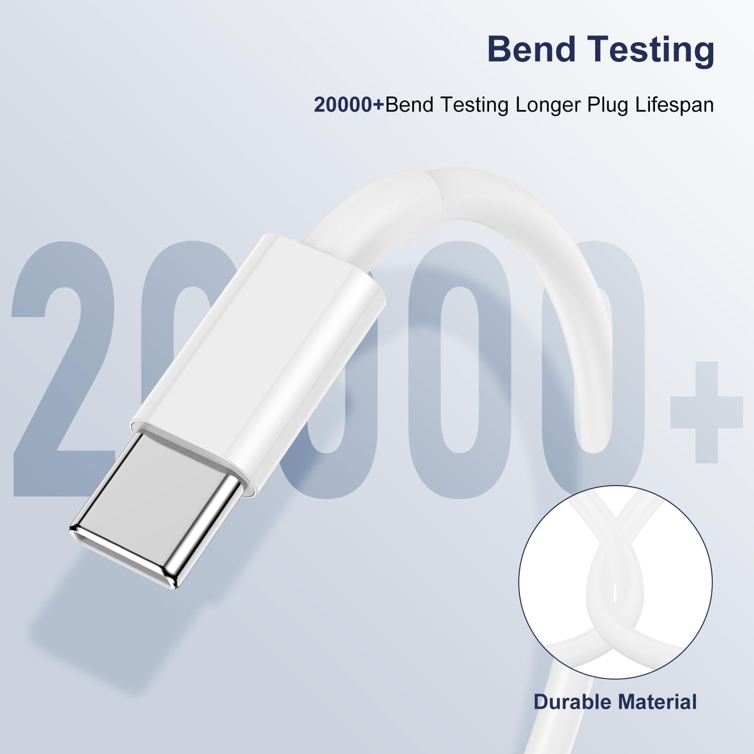 Bend Testing  
20000+ Bend Testing Longer Plug Lifespan  
Durable Material