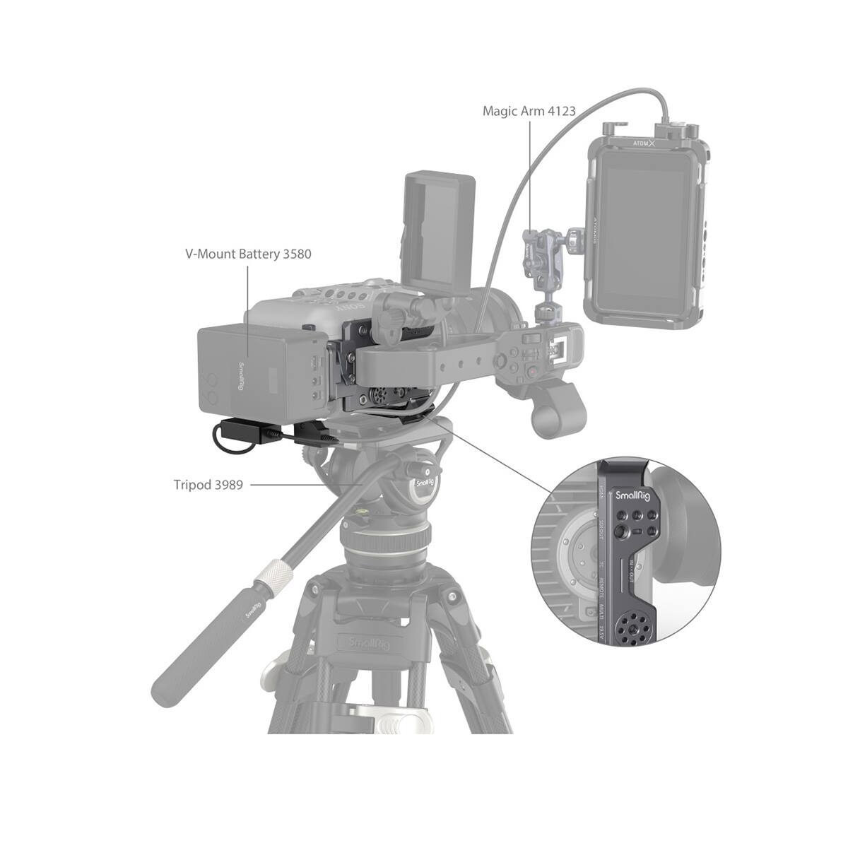 Magic Arm 4123  
V-Mount Battery 3580  
Tripod 3989  
Smallrig