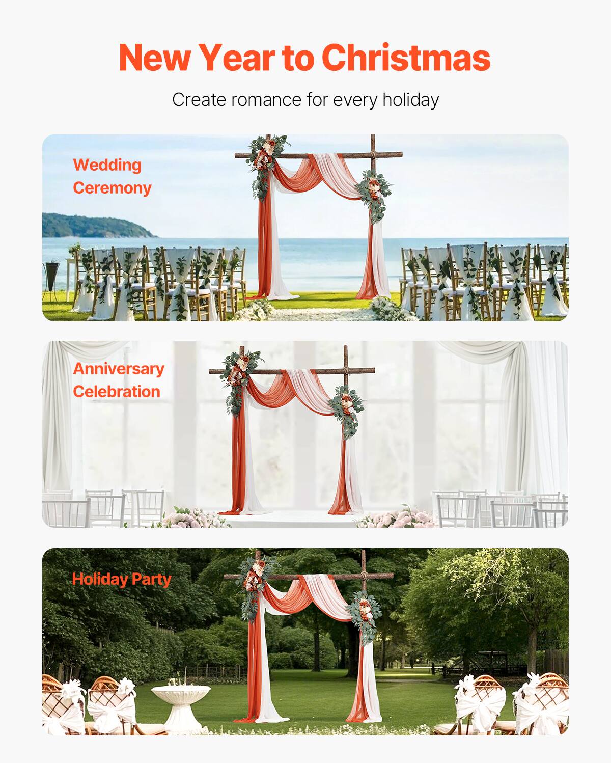 New Year to Christmas  
Create romance for every holiday  

Wedding Ceremony  
Anniversary Celebration  
Holiday Party