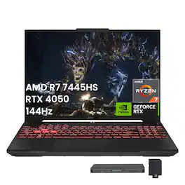 ASUS - TUF Gaming A16 16" Laptop,AMD Ryzen 7 7445HS,GeForce RTX 4050,16GB DDR5,512GB SSD+288GB Docking Station,Win 11 - Gray