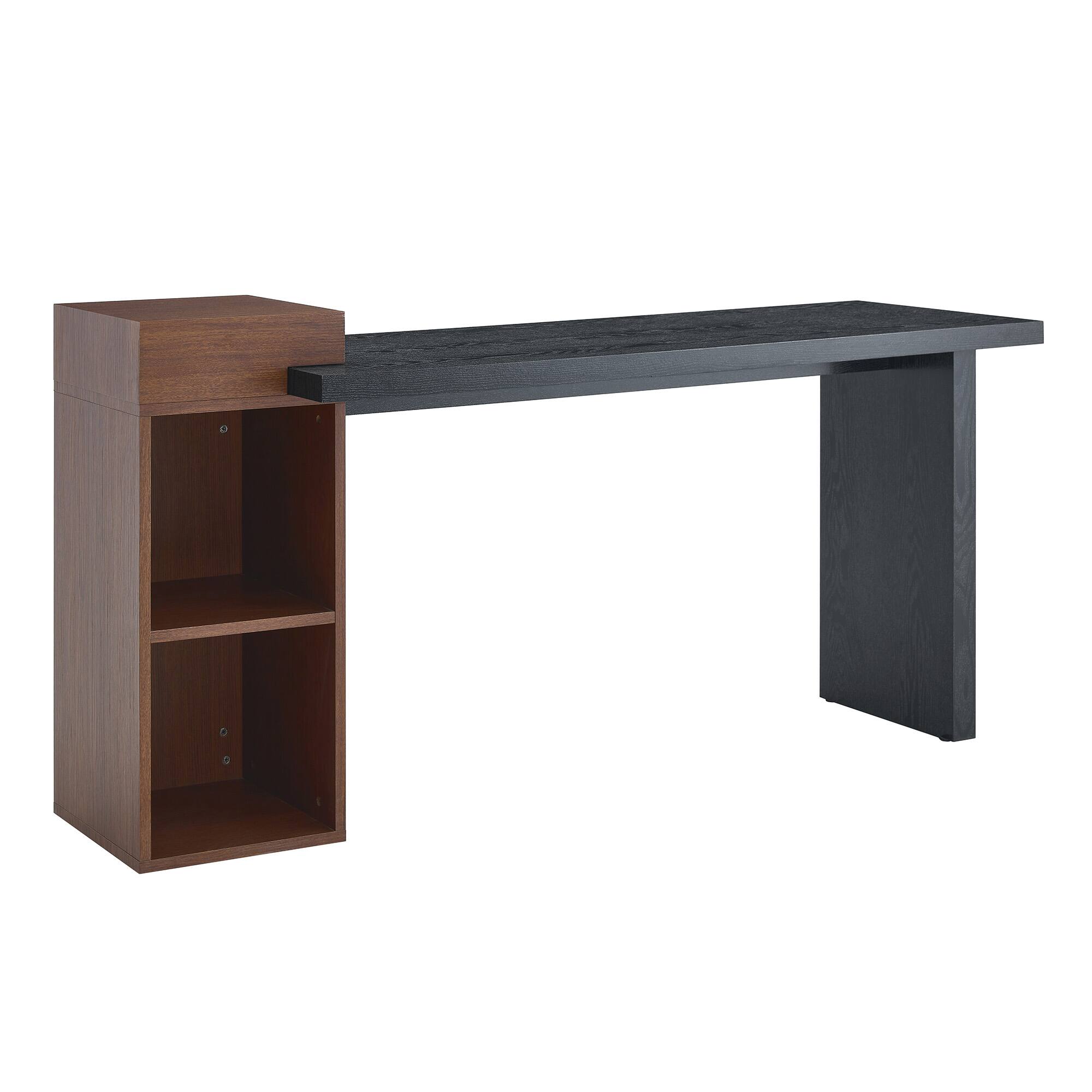 Alt View 8. Loheer - Loheer- Modern Two Tone Console Table 5.58x1.79x2.75 ft Black Walnut Wood Grain Sofa Side Table with Open Storage - Black,Walnut.