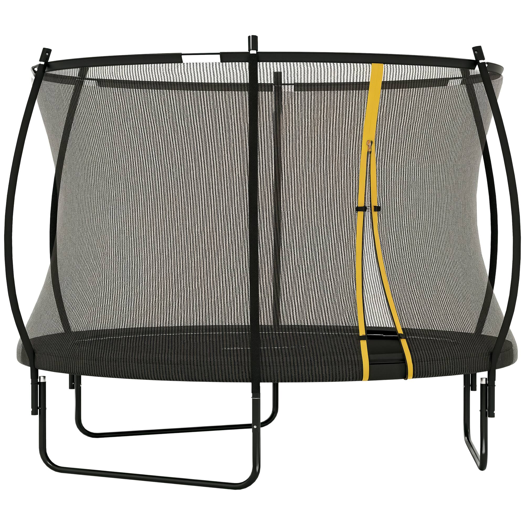 Front. Soozier - 10ft Trampoline Outdoor,Recreational Trampoline with Net Enclosure, Curved Poles and Safety Spring Cover for Kid Adults - Black.