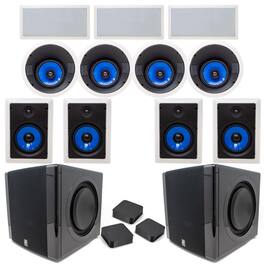 Legrand - 5000 Series 7.2.4 Home Theater Bundle includes 7 In-Wall, 4 In-Ceiling Speakers and 2 Niles Power Subwoofers - Multicolored