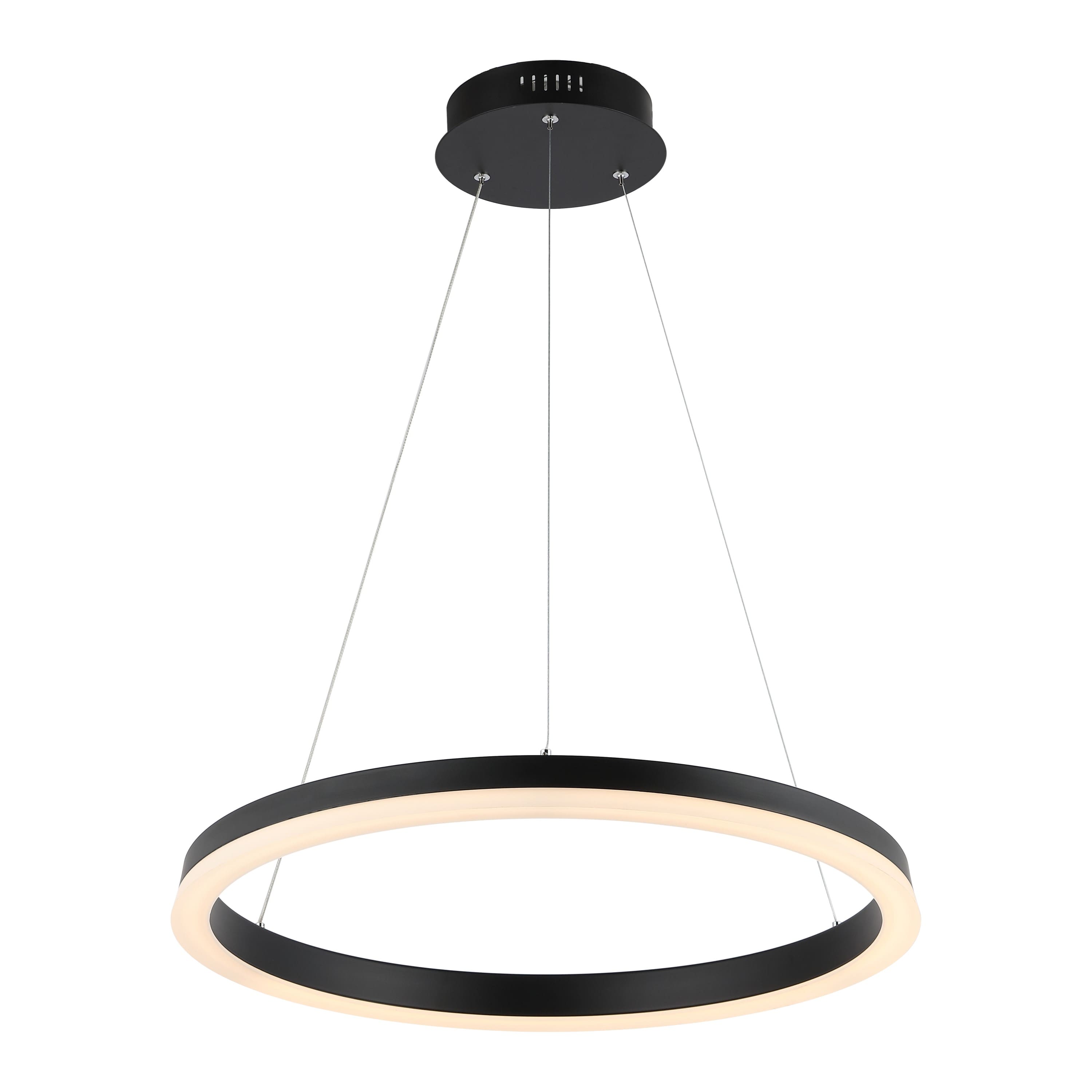 "Jonathan Y - Baxter 23.5"" 1-Light Modern Contemporary Aluminum Integrated LED Hoop Pendant - Black" price history on PriceWatchPro