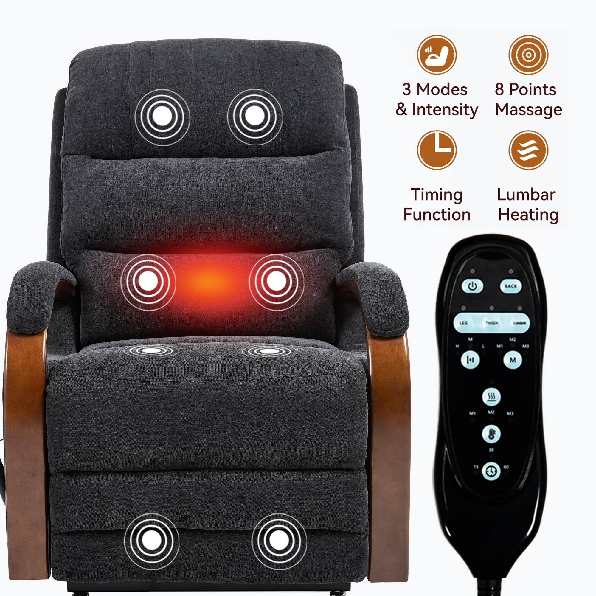 3 Modes & Intensity  
8 Points Massage  
Timing Function  
Lumbar Heating