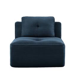 Ropilly - Blue Armless Corduroy Sofa, Modular Single Seat Sofa with Pillow and Deep Seat - Blue