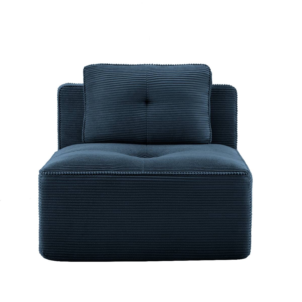 Front. Ropilly - Ropilly Blue Armless Corduroy Sofa, Modular Single Seat Sofa with Pillow and Deep Seat - Blue.