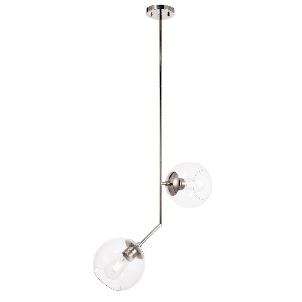 Alt View 9. Living District - Ryland 2 Light Chrome And Clear Glass Pendant - Chrome And Clear Glass.