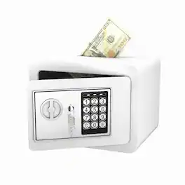 GOODSILO - Compact Digital Security Safe with Key Backup for Home and Office Use - 0.23 Cubic Feet Capacity - White