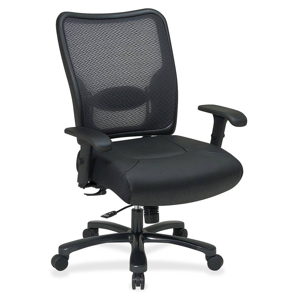 Angle. FurniFact - Black Leather Chair – Low-Back Work Chair for Teachers and Office Use - Black.