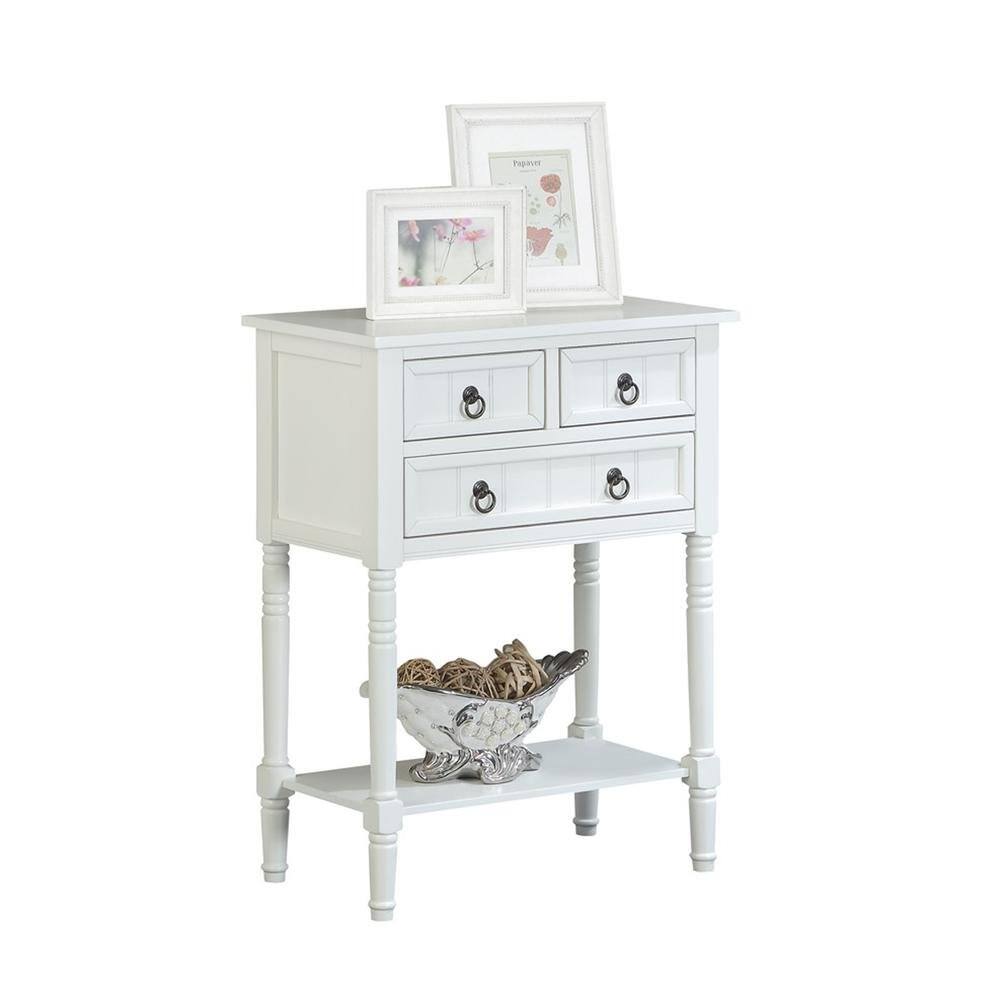 Angle. FurniFact - Kendra Hall Table with 3 Drawers and 2 Shelves - White.