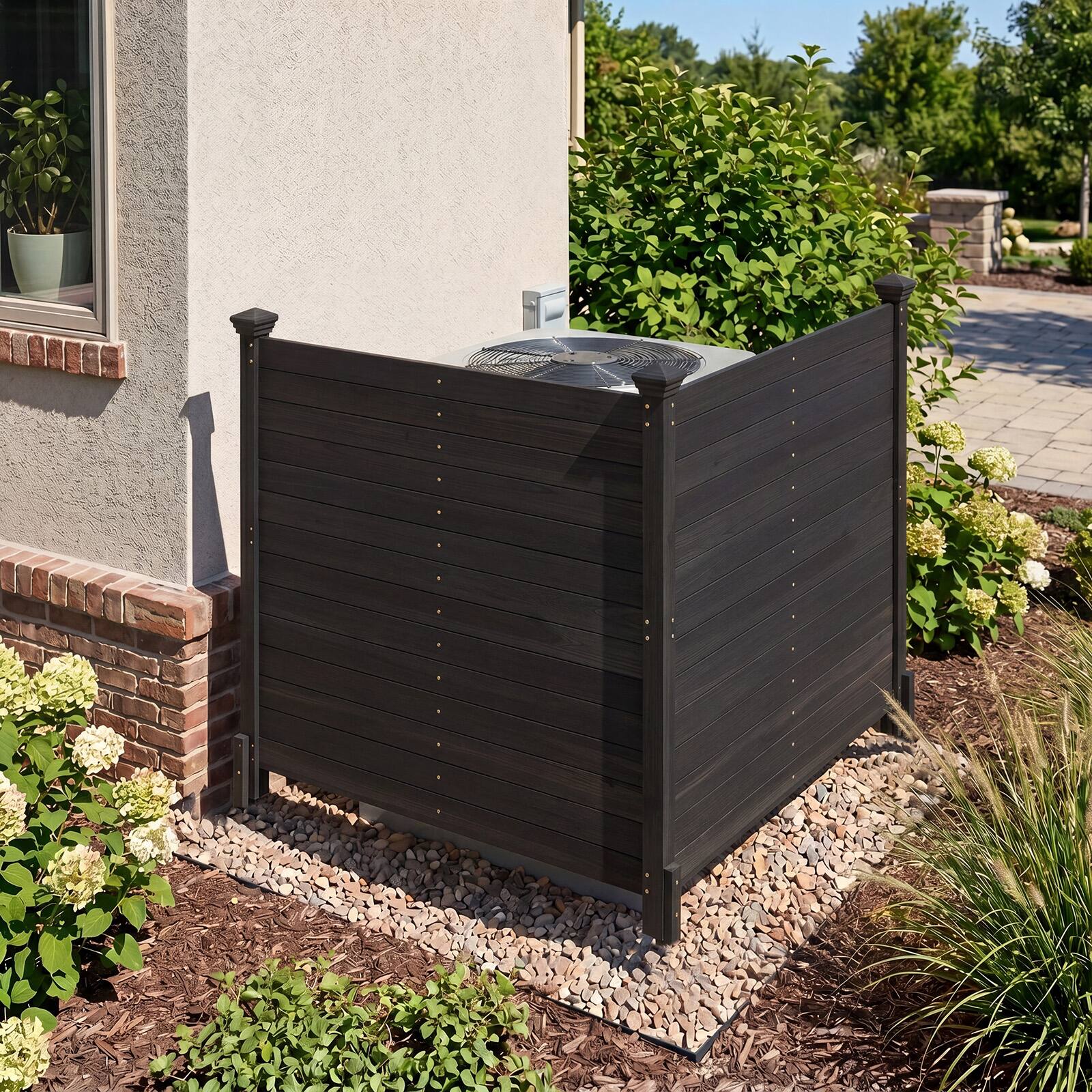 Alt View 4. Costway - Costway Outdoor Privacy Fence, 47 x 47-Inch 2-Panel Air Conditioner Fence for Outside - Black.