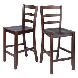 Winsome Wood - Benjamin 2-Pc Ladder-back Counter Stool Set - Walnut