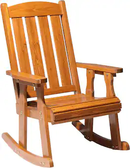Winado - Wooden Rocking Chair Patio Rocker with Higher Backrest, Heavy Duty 600LBS Outdoor Rocking Chair for Garden Yard Balcony - Teak