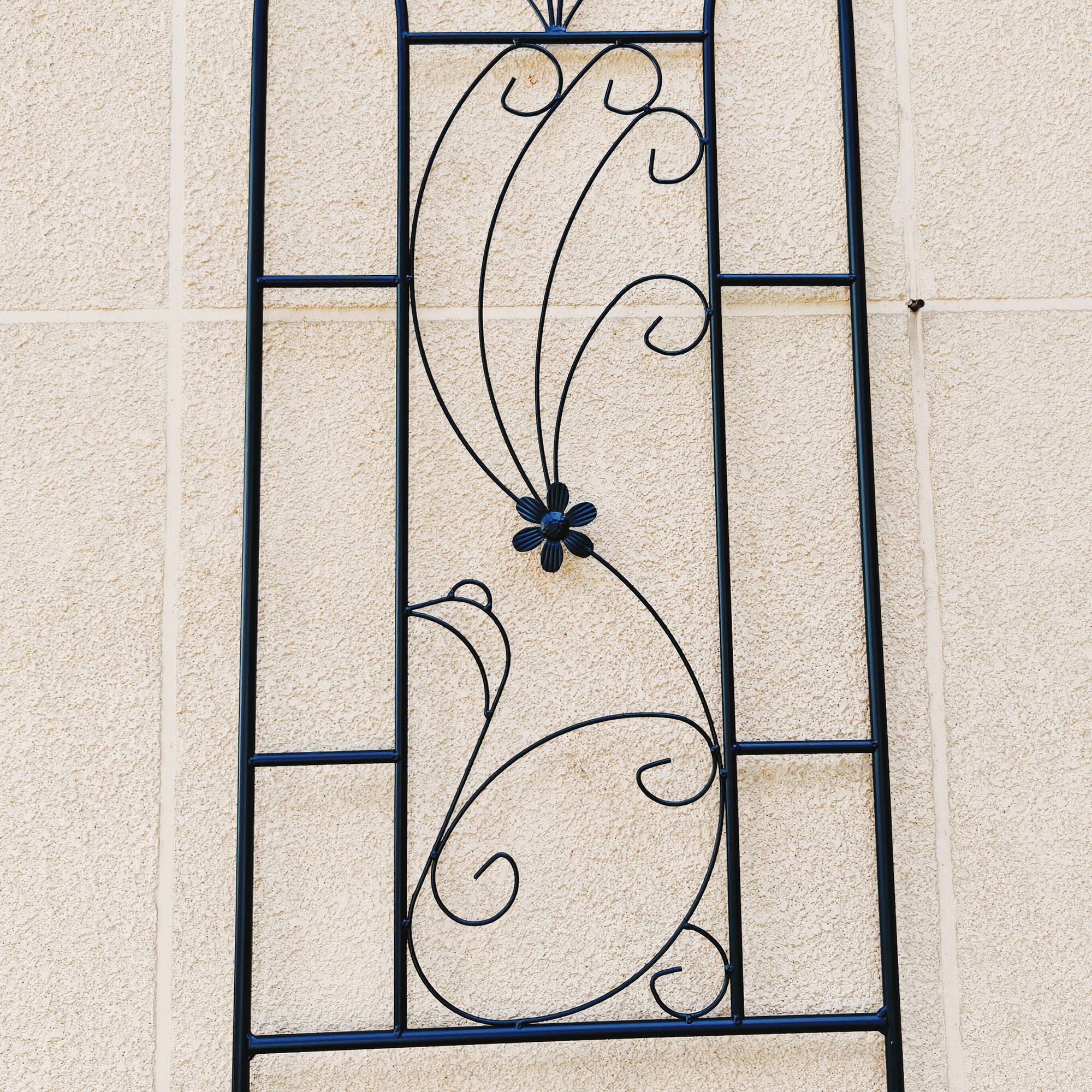 Alt View 5. Loheer - 2-Pack Rustproof Metal Garden Trellis 7.2 ft x 1.6 ft, Peacock Style Plant Support - Black.