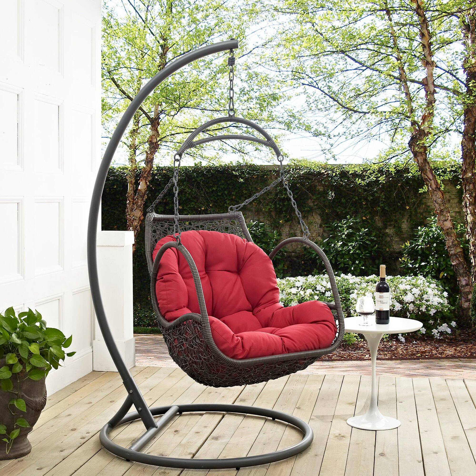 Back. Modway - Arbor Outdoor Patio Wood Swing Chair by Modway - Red.