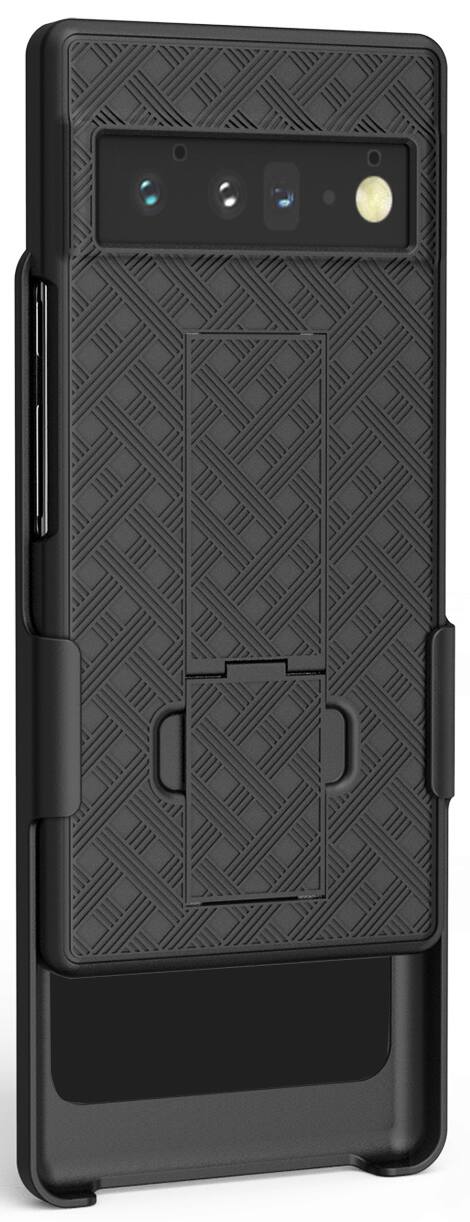 Alt View 8. Nakedcellphone - Case with Stand and Belt Clip Holster for Google Pixel 6 Pro - Black.