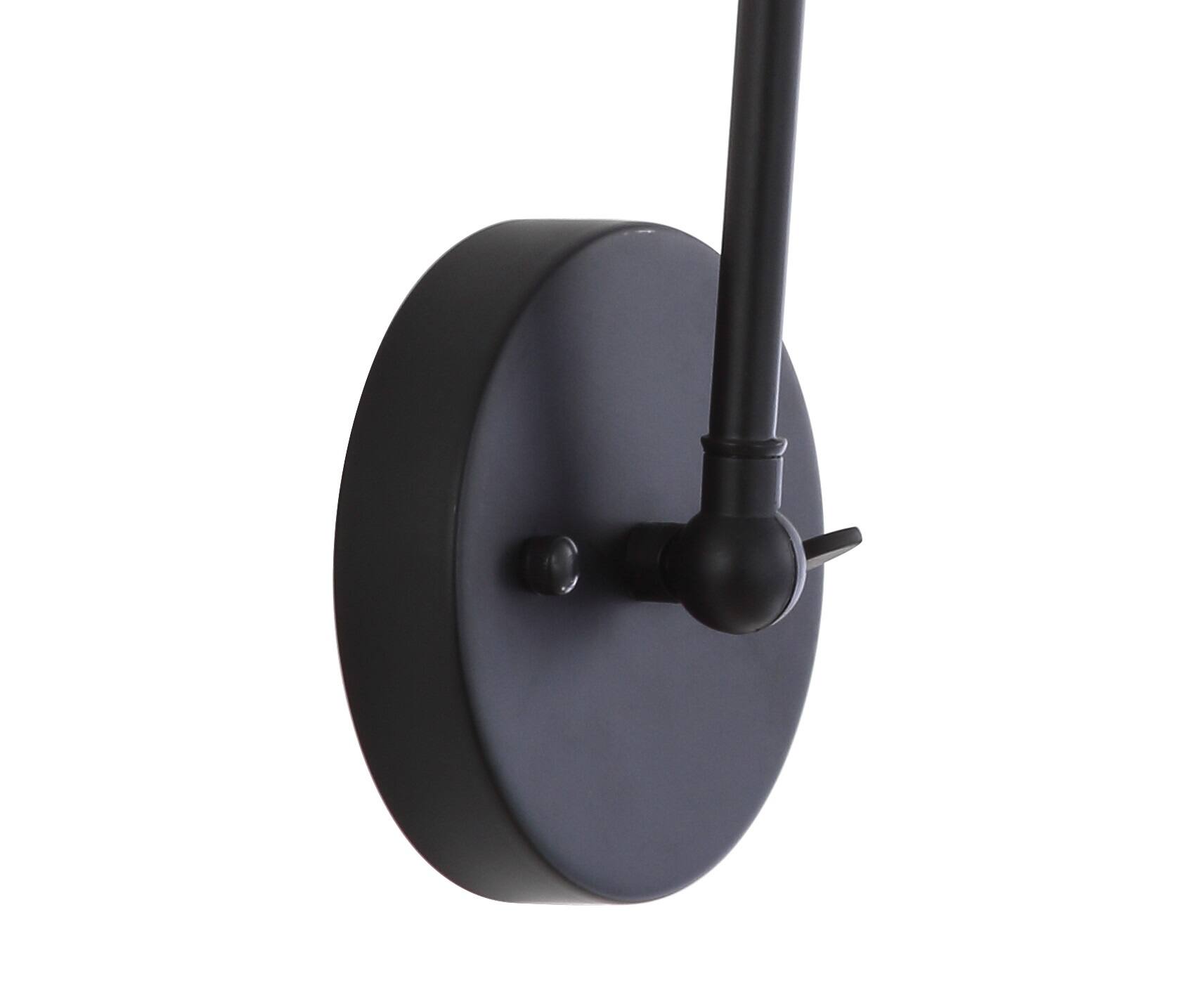 Alt View 4. Jonathan Y - Rover 7" Classic Industrial Metal Adjustable Arm LED Wall Sconce, Black/Brass Gold - Black.