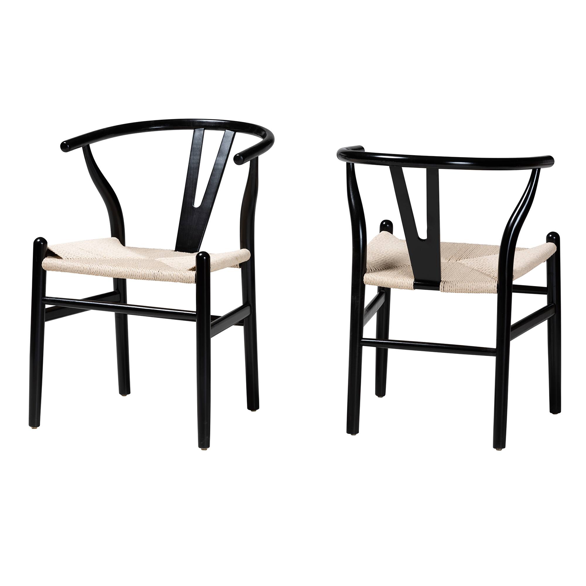 Baxton Studio - Paxton Modern Finished Wood 2-Piece Dining Chair Set - Black/Beige