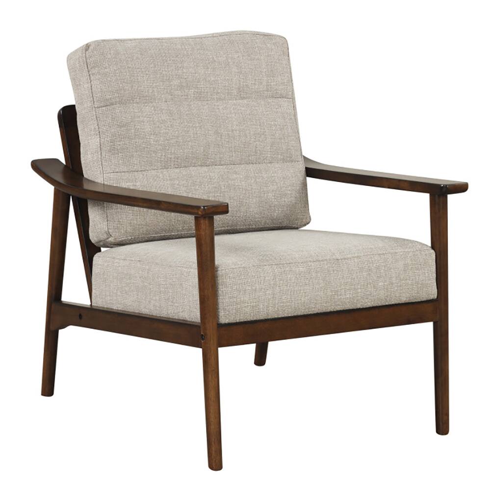 Front. Pefilos - Modern Accent Chair with Rubber Wood Armrests and Legs, Accent Chair for Home Living Room - Brown.