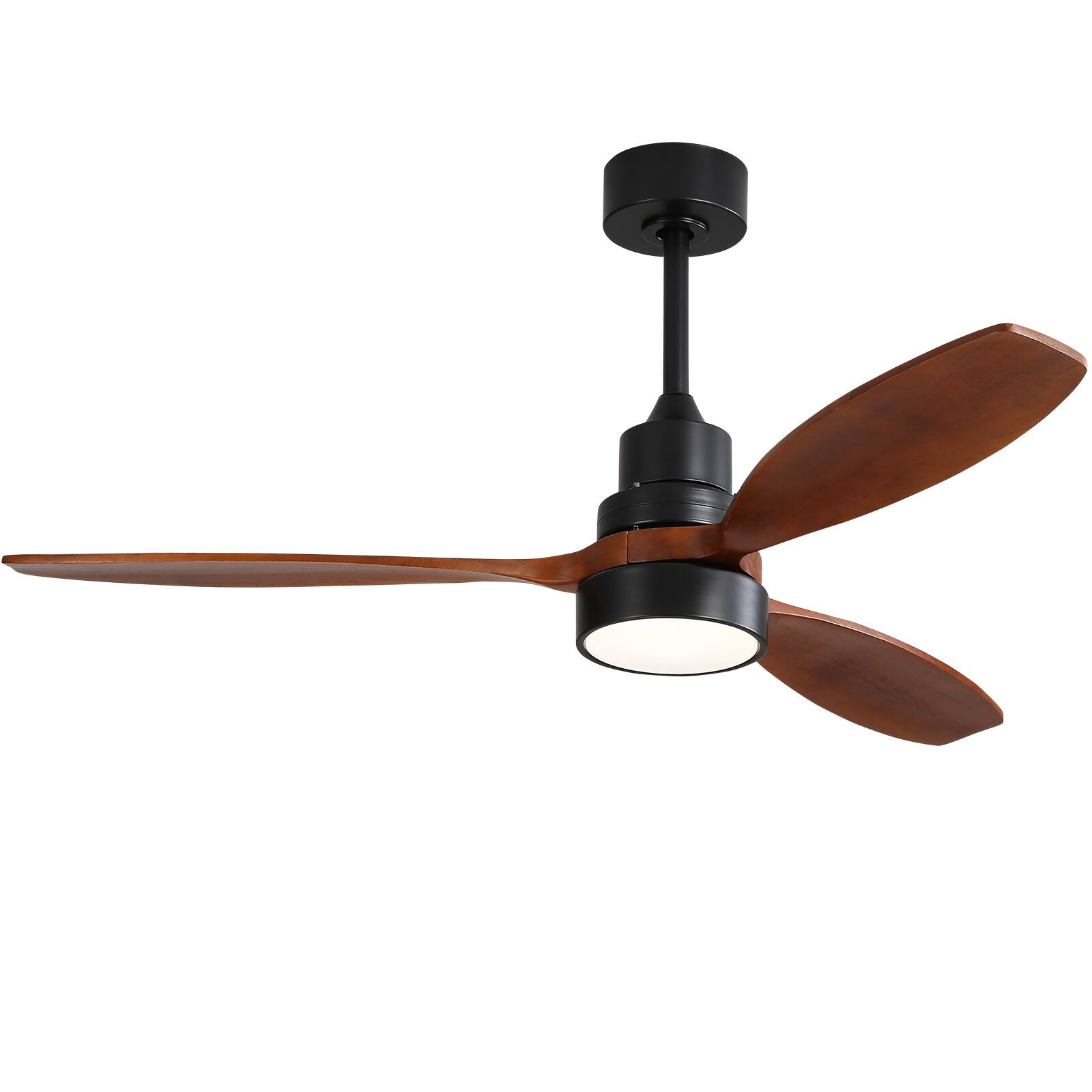 Sofucor - 52 inch Solid Wood Ceiling Fans with Lights and Remote Control Multi-functional Timer Reversible DC Quiet Fans - Black