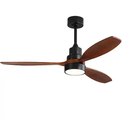 Front. Sofucor - 52 inch Solid Wood Ceiling Fans with Lights and Remote Control Multi-functional Timer Reversible DC Quiet Fans - Black.