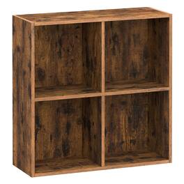 Songmics Home - CUSTOS Collection - Bookshelf, Bookcase, Cube Shelf with 4 Compartments,Storage Shelf, for Living Room, Home Office - Rustic Brown
