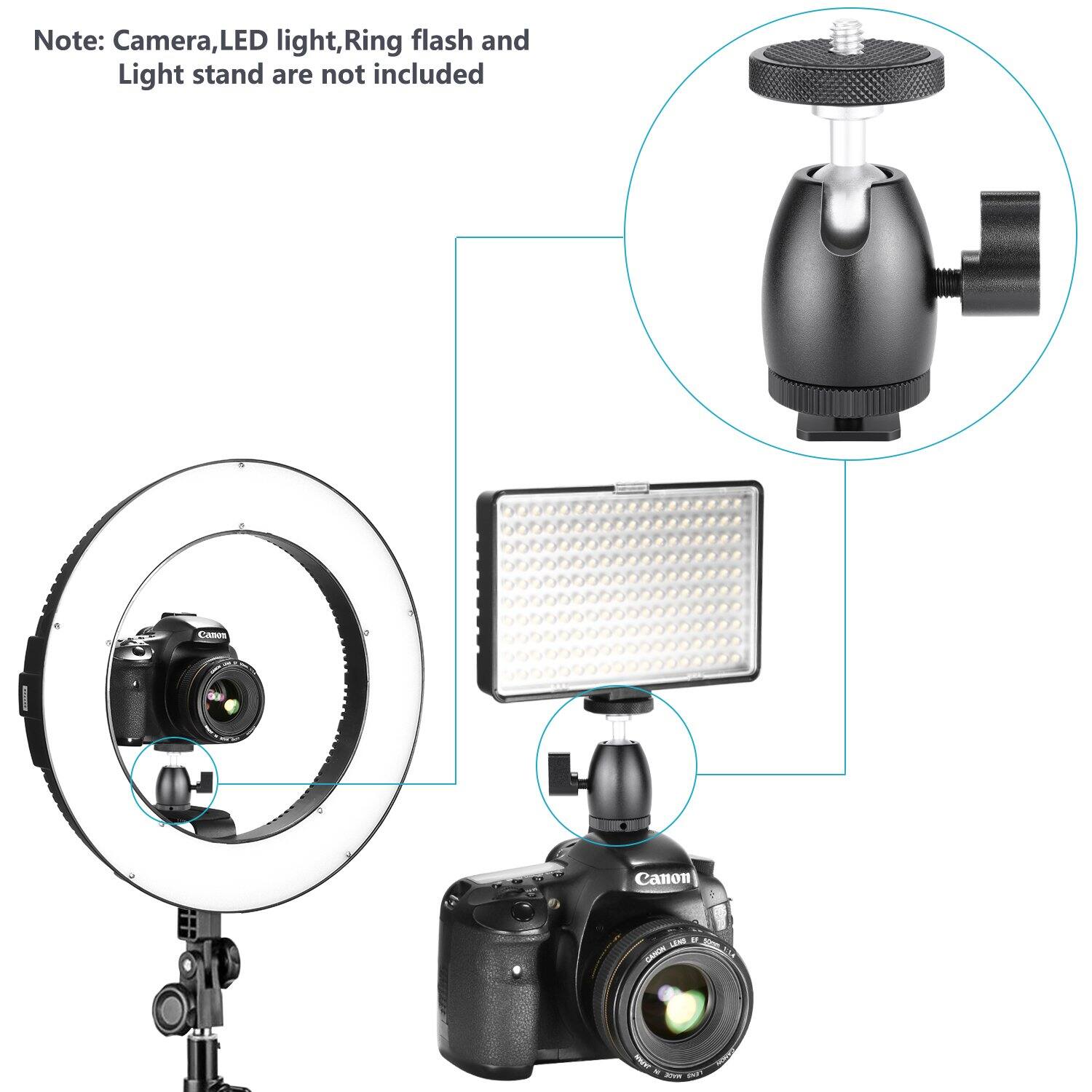 Note: Camera, LED light, Ring flash and Light stand are not included