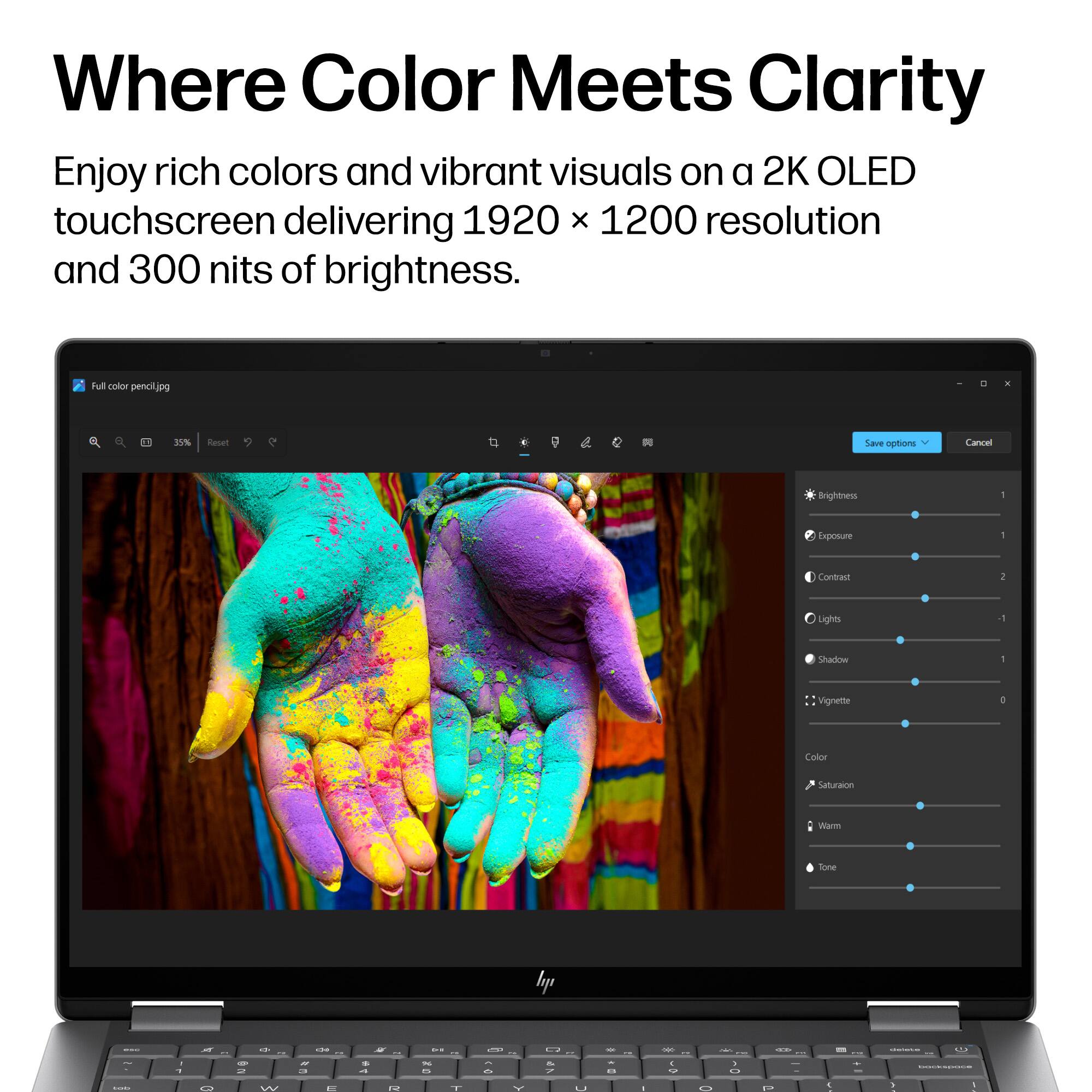 Where Color Meets Clarity

Enjoy rich colors and vibrant visuals on a 2K OLED touchscreen delivering 1920 x 1200 resolution and 300 nits of brightness.