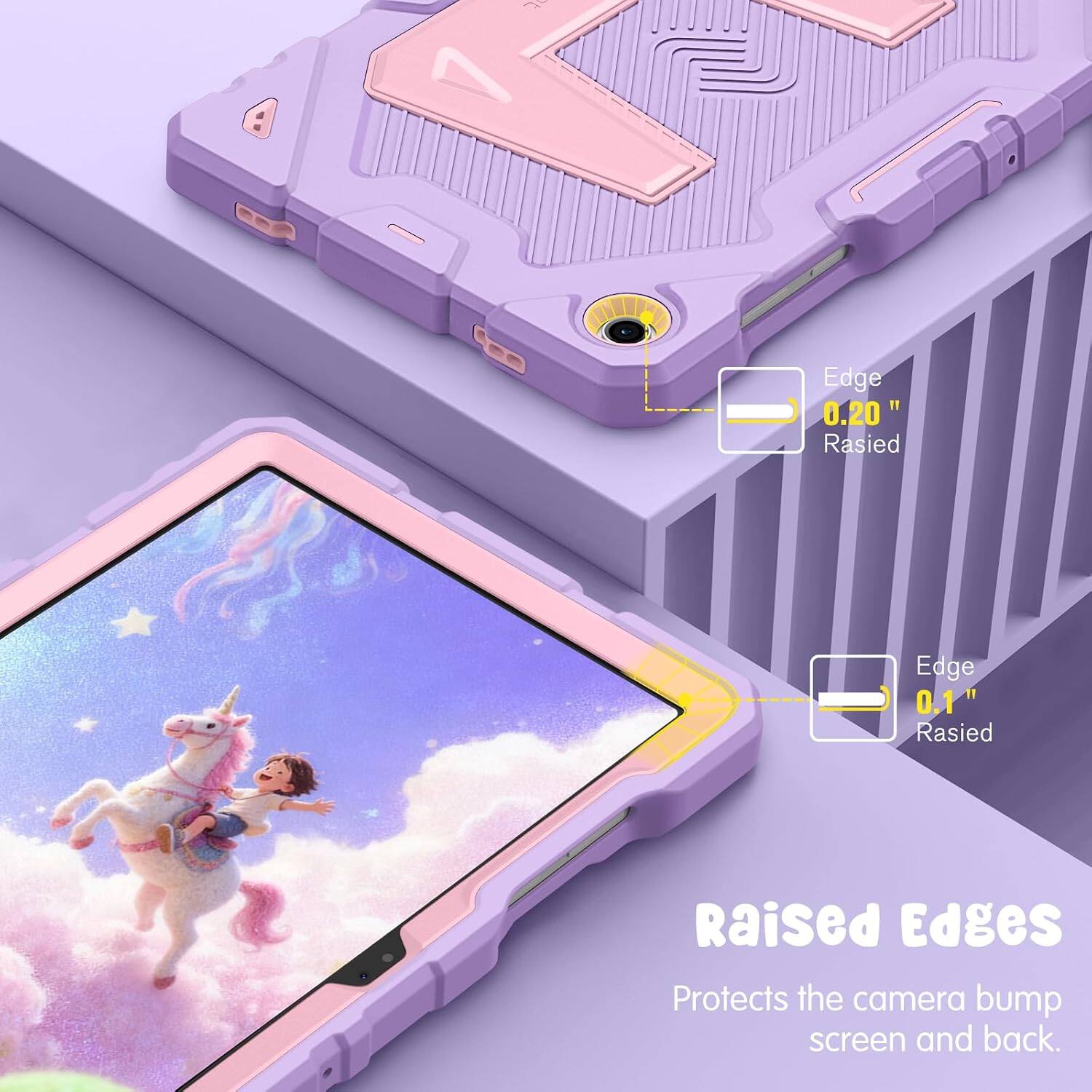 Edge "0.20" Raised Edge 0.1" Raised Edges Protects the camera bump screen and back.