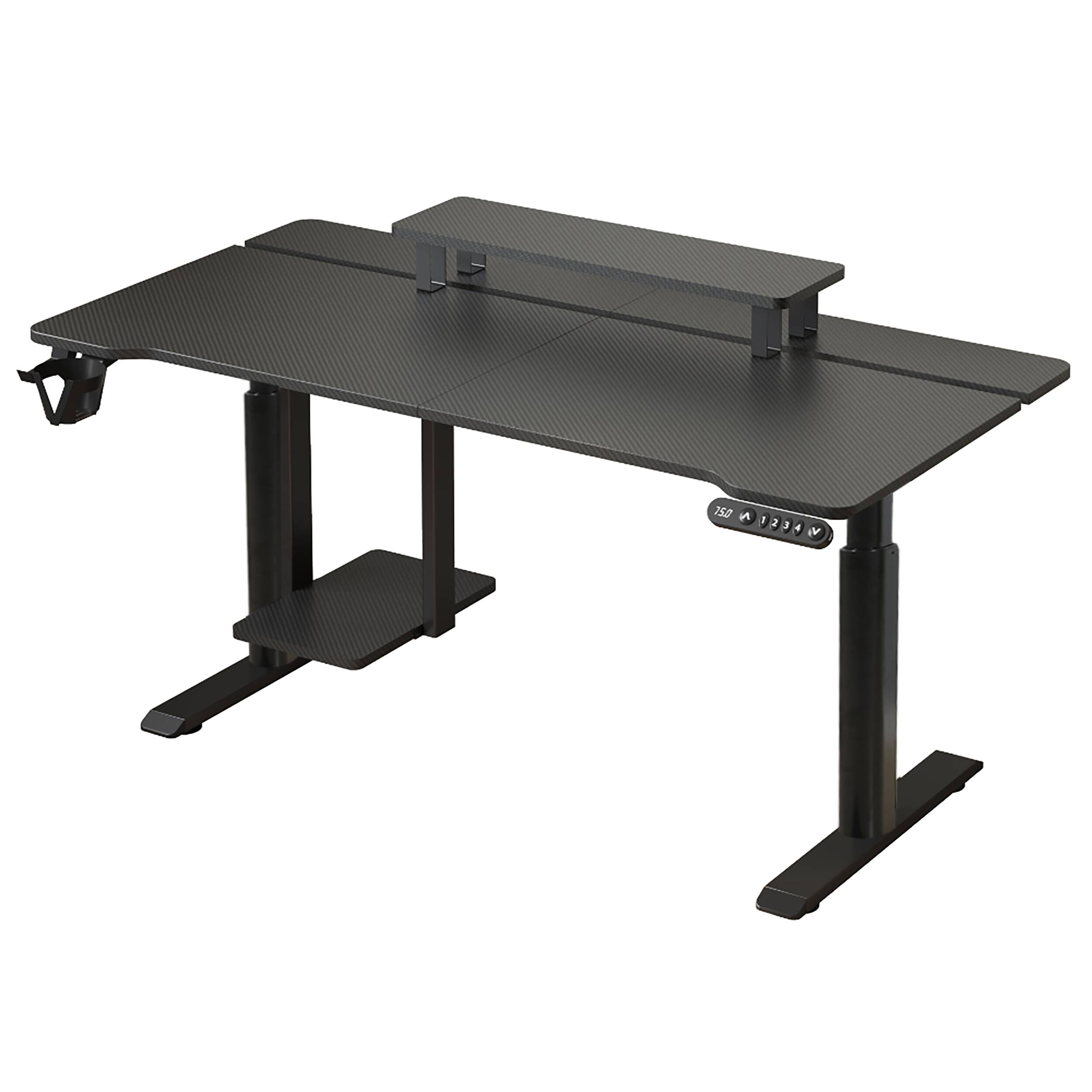 Alt View 5. MERAVOM - 63" Dual Motor Height Adjustable Electric Standing Desk, Height Stand Up Computer Desk, Sit and Stand Home Office Desk - Black.