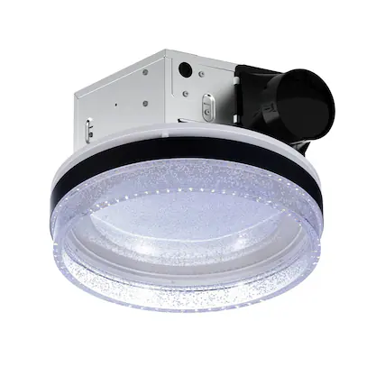 Front. Akicon - N5 Decorative Black 110 CFM 1.5 Sone Ceiling Bathroom Exhaust Fan with Dimmable and Starry Light, Round - Black.