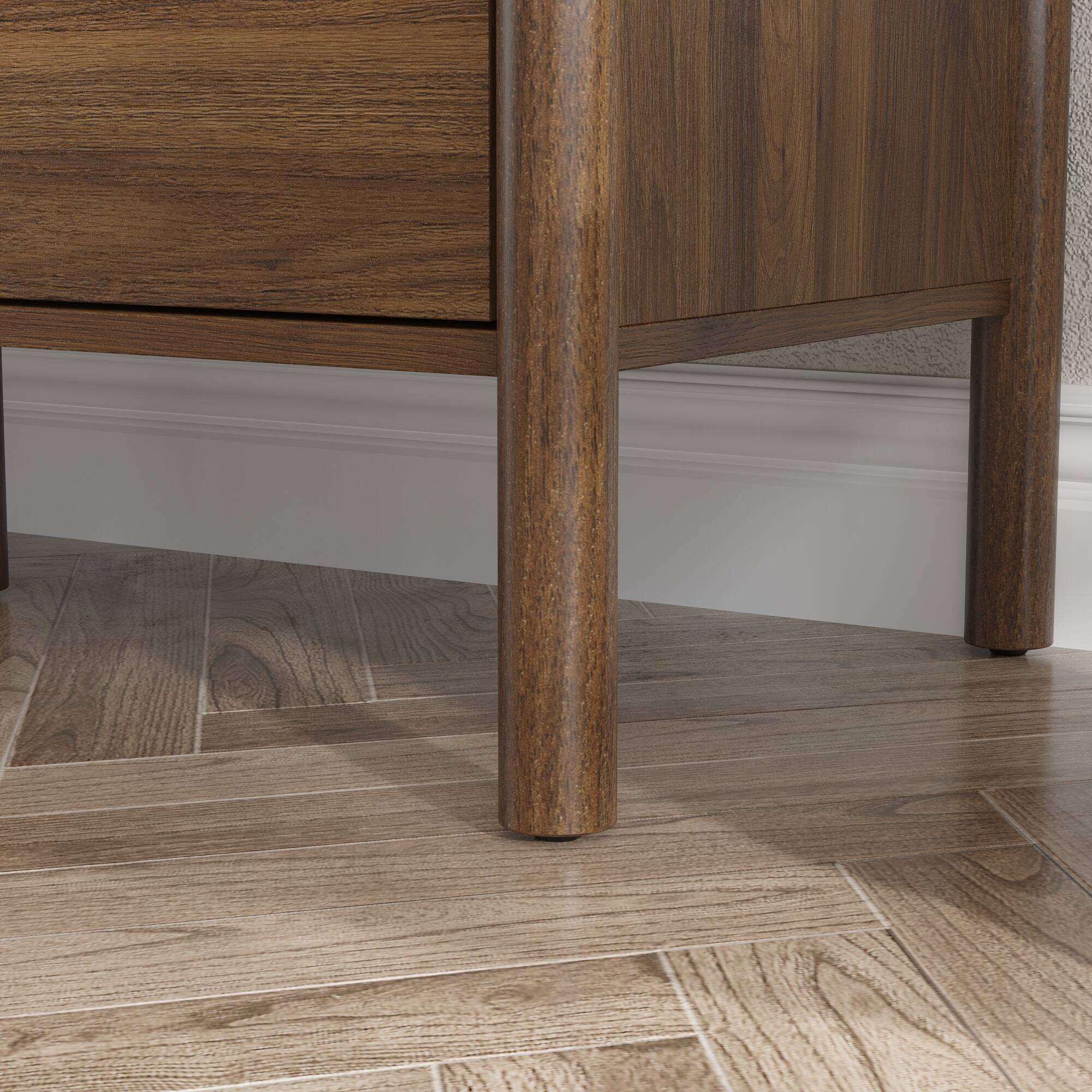 Alt View 8. Famapy - Famapy Wooden Buffet Cabinet: Solid Rubberwood Legs + Eco - Friendly Storage - Brown.