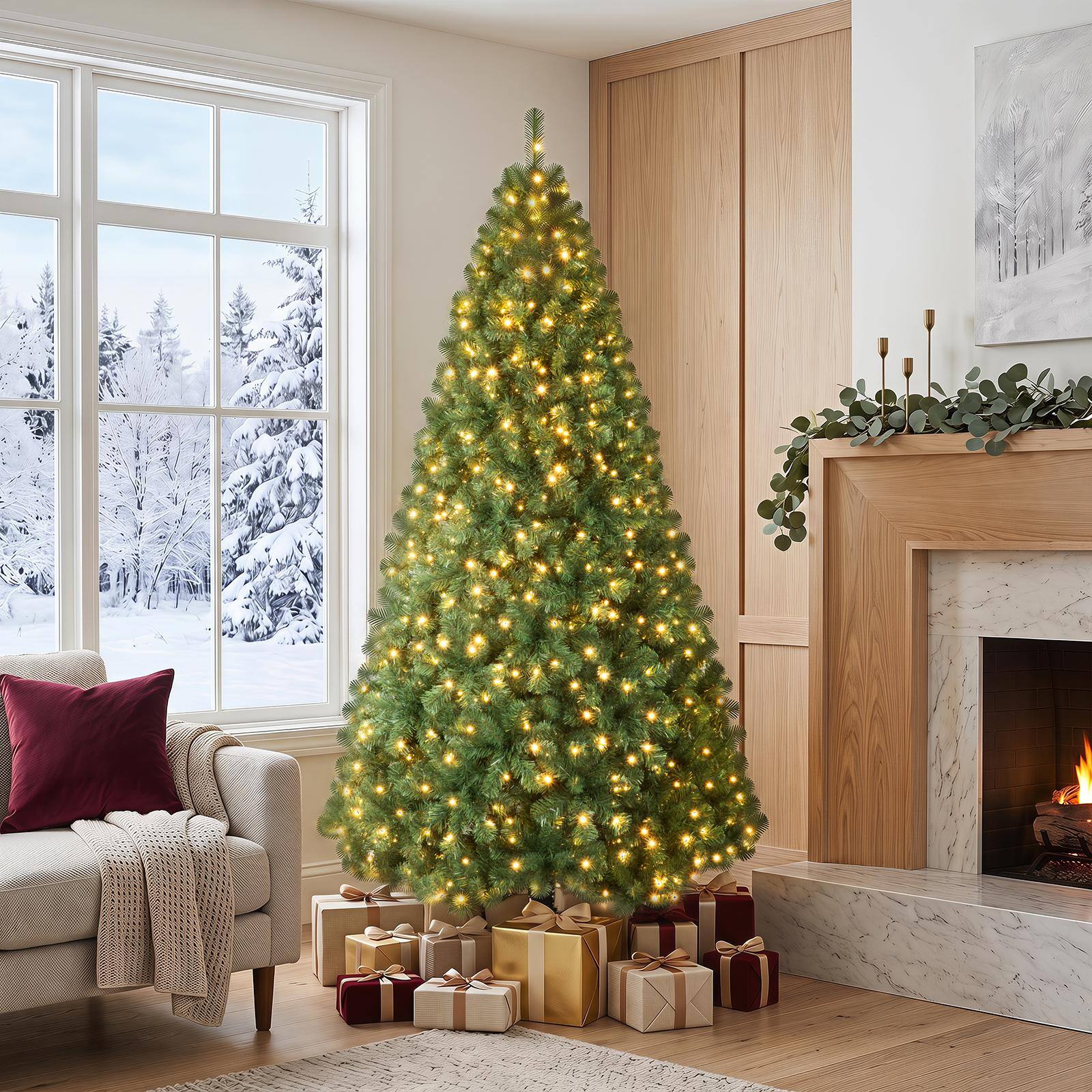 Alt View 3. Costway - 7 FT Pre-Lit Christmas Tree with 700 LED Lights & 1188 Tips - Green.